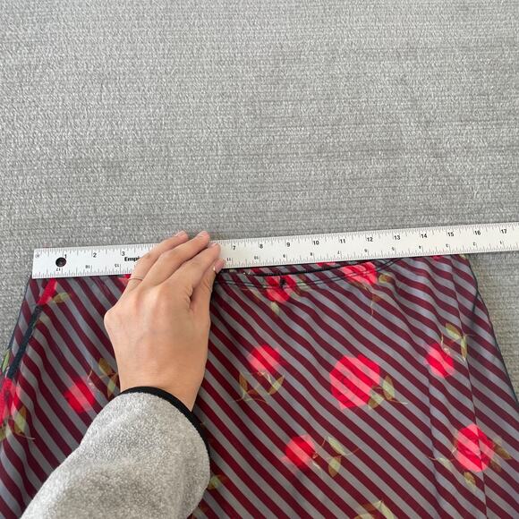 VTG Y2K Skirt Women M Red Striped Floral Knee Length Femme Fairy Office Siren - Picture 7 of 9